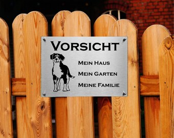 Stainless steel warning sign Entlebucher Mountain Dog Dog sign Warning sign Caution Dog
