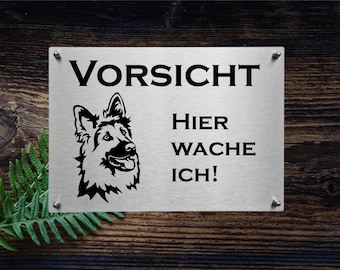Altdeutscher Schäferhund - Langhaar Schäferhund  | Edelstahl Hundeschild