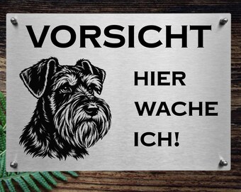 Edelstahl Warnschild Schnauzer Hundeschild Hinweisschild Vorsicht Hund