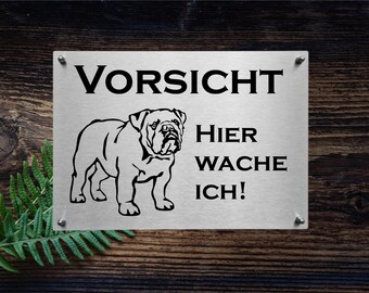 English Bulldog | Edelstahl Warnschild