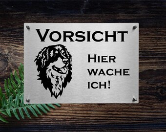Stainless steel warning sign Hovawart dog sign notice sign Caution Dog