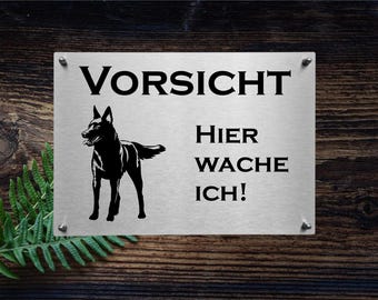 Stainless steel warning sign Australia Kelpie dog sign, warning sign Caution Dog