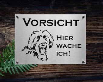 Edelstahl Warnschild Labradoodle