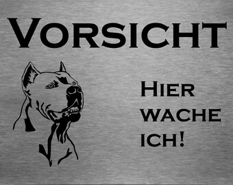 Edelstahl Warnschild Dogo Argentino