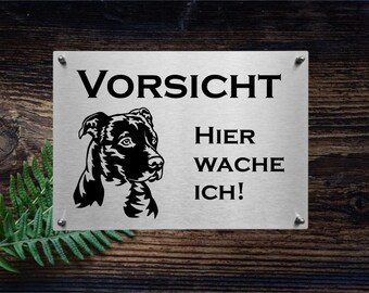 American Staffordshire Terrier | Edelstahl Hundeschild Warnschild