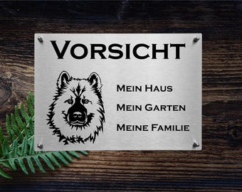 Stainless steel warning sign Eurasier dog sign Caution dog sign