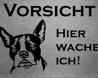 Edelstahl Warnschild Boston Terrier