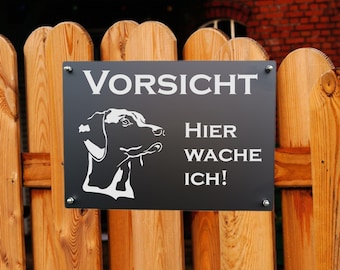 Aluminium Warnschild Hundeschild Vizsla Vorsicht Hund Hinweisschild Warnung Achtung