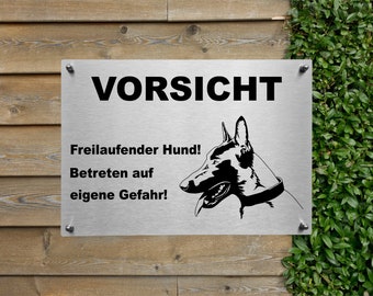 Stainless steel warning sign Malinois - Belgian Shepherd
