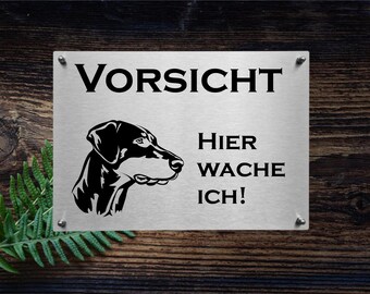 Dobermann - Pinscher Edelstahl Warnschild