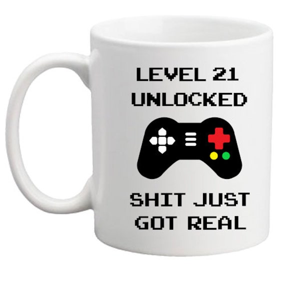 21st birthday mug level unlocked/21st birthday/gamer gift/gamer mug/gaming gift/gift for her/him/men/women/level reached/game controller mug