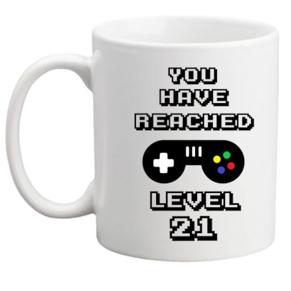 21st birthday mug/21st birthday gift/present/gamer gift/gamer mug/gaming gift/gift for her/him/men/women/level reached/game controller mug