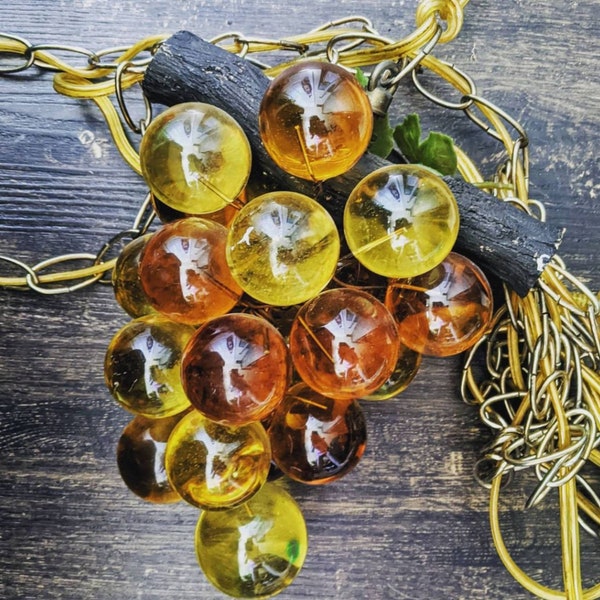 Amber Lucite Grapes Swag Lamp