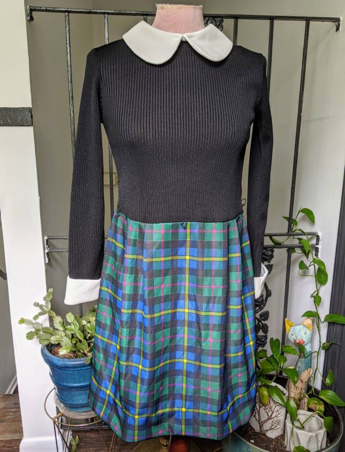 Mod 60s Ayres Unlimited Schoolgirl Dress with Peter Pan Collar | Etsy