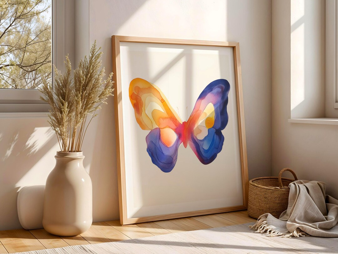 Watercolor Butterfly Wall Art, Abstract Butterfly Print, Colorful Boho ...
