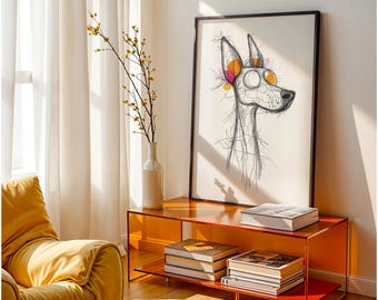 Modern Dog Sketch Art Print: Abstract Line Drawing (Digital Download)