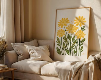 Retro 70s Daisy Print: Boho Floral Wall Art (Digital Download)