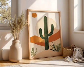 Cactus Wall Art - Boho Desert Print - Southwestern Decor - Digital Printable Poster - Instant Download