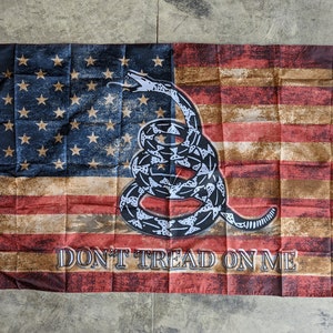 3&#39;x5&#39; Flag - Dont Tread On Me Flag - Vintage Style Distressed - USA Flag