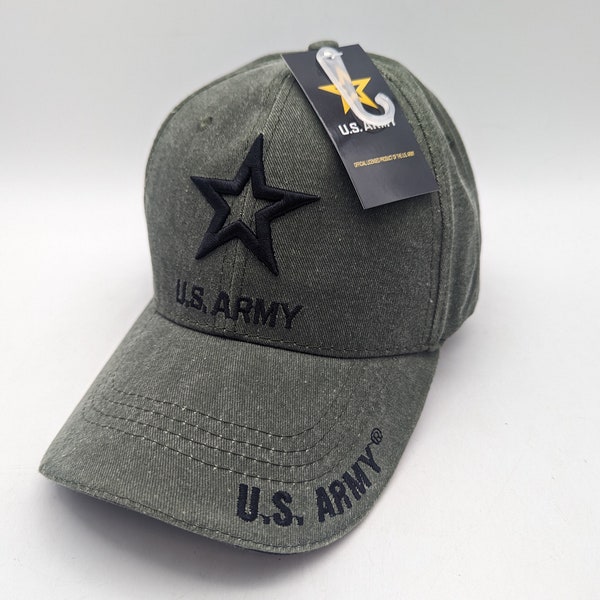 Licensed United States Army Emblem Hat -Embroidered - USA - Army Star - NEW LOGO - Army Green - Ballcap - Cover - Army Star