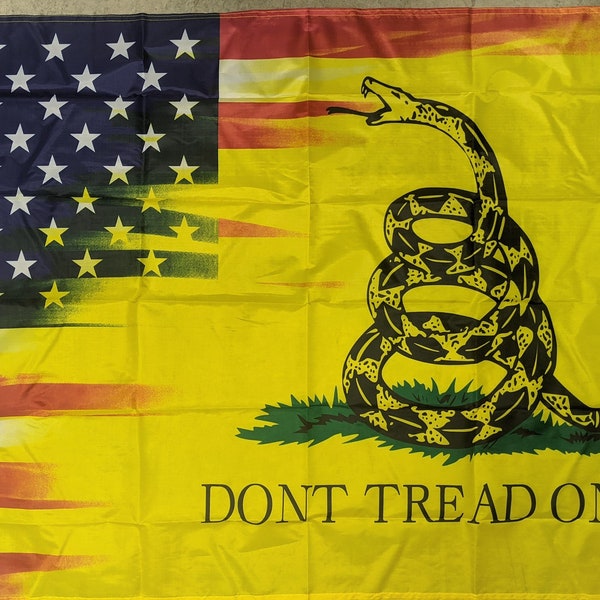 3' x 5' Flag - USA/Gadsden - American Flag Dont Tread On Me Yellow Red White Blue - America USA Banner Combo