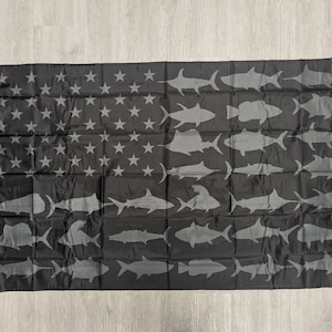 3&#39;x5&#39; Flag Blackout Fish American Flag - Fishing Fisherman Flag - Brass Grommets - USA Flag