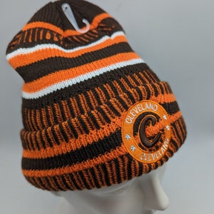 Cleveland Winter Hat - Orange Brown - Soft Plush Lined Hat- Beanie Stocking Cap Warm