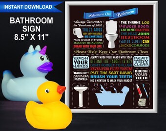 Bathroom Sign, Toilet Paper Humor, Bathroom Rules Sign, Instant Download Bathroom Sign, Chalkboard Style Bathroom Rules