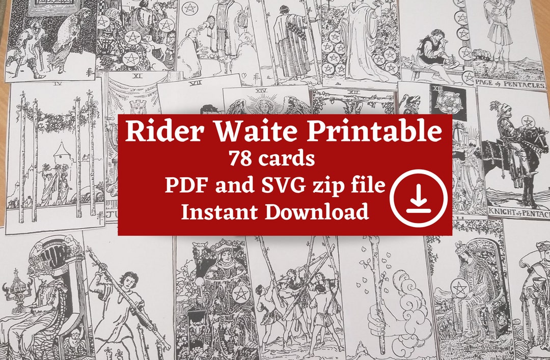 Rider Waite Printable Deck Color Your Own Instant Download Tarot Cards ...