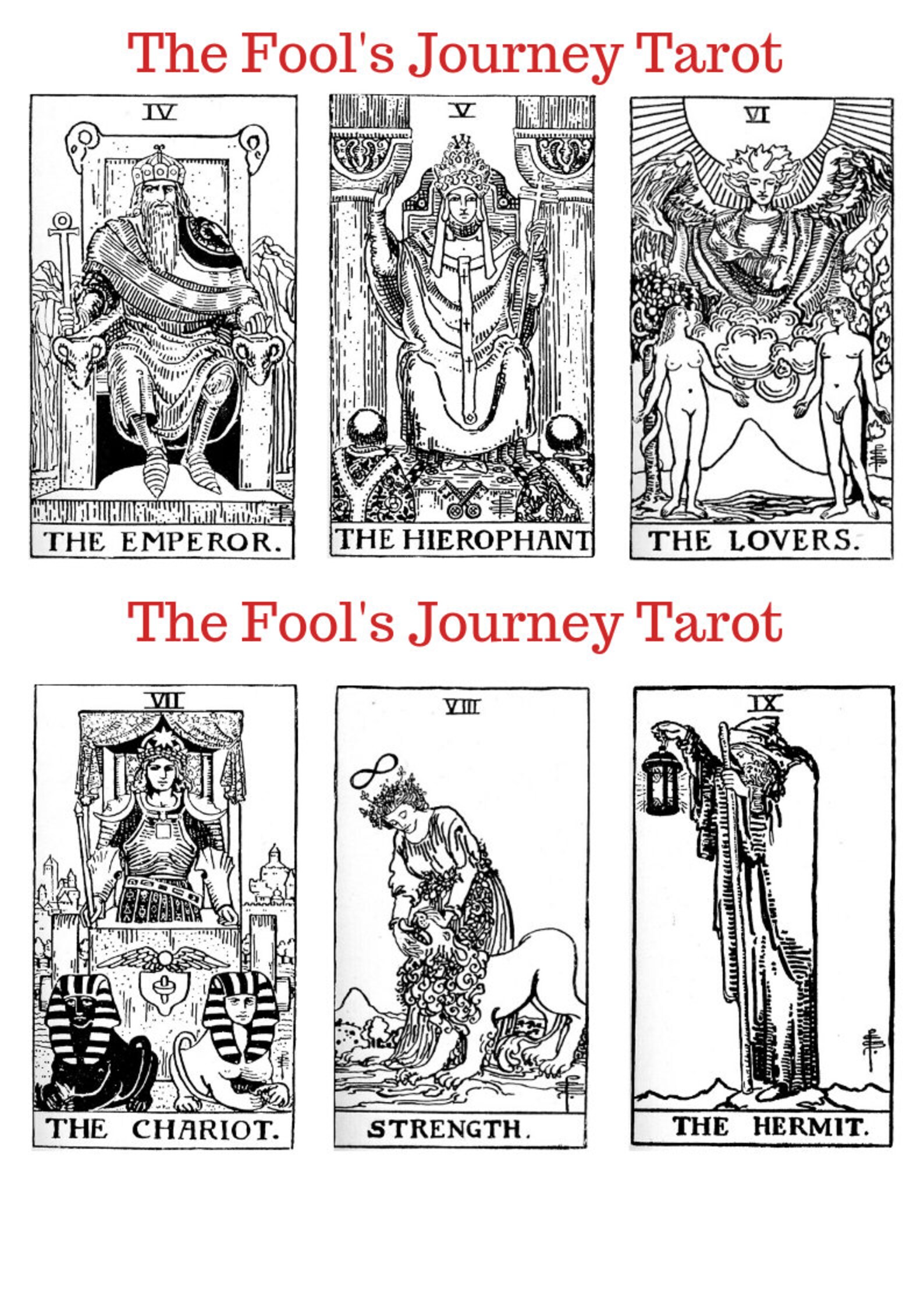Black and White Tarot Card Deck Printable Tarot Etsy