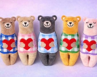 valentine Teddy Bear with heart Stuffie ITH Embroidery , Machine Pattern, ITH Bear Stuffie, Teddy Softie,ITH 5x7 , 6x10, 7x12, 8x8