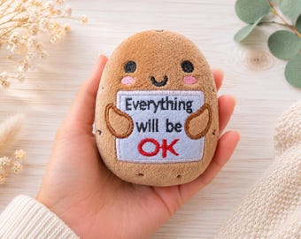 positive Potato ITH Embroidery Design 4x4,5x7 In The Hoop Potato Plushie, Kawaii Potato Embroidery Pattern, Machine Embroidery File