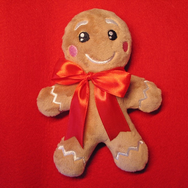 Gingerbread man embroidery pattern , In The Hoop, ITH, Softie Stuffie Plushie Kids , embroidery design, christmas pattern, 3 sizes