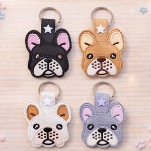 French Bulldog Snap Tab, Dog, Key Chain, Key Fob, Snap Tab, ITH, Digital File, Embroidery Design 4x4