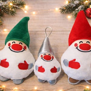 Christmas Gnome  Xmas Santa Elf Stuffie ITH Embroidery , Gnome Machine Pattern ITH Stuffie,  Scandinavian Gnome Softie 5x7 , 6x10, 7x12