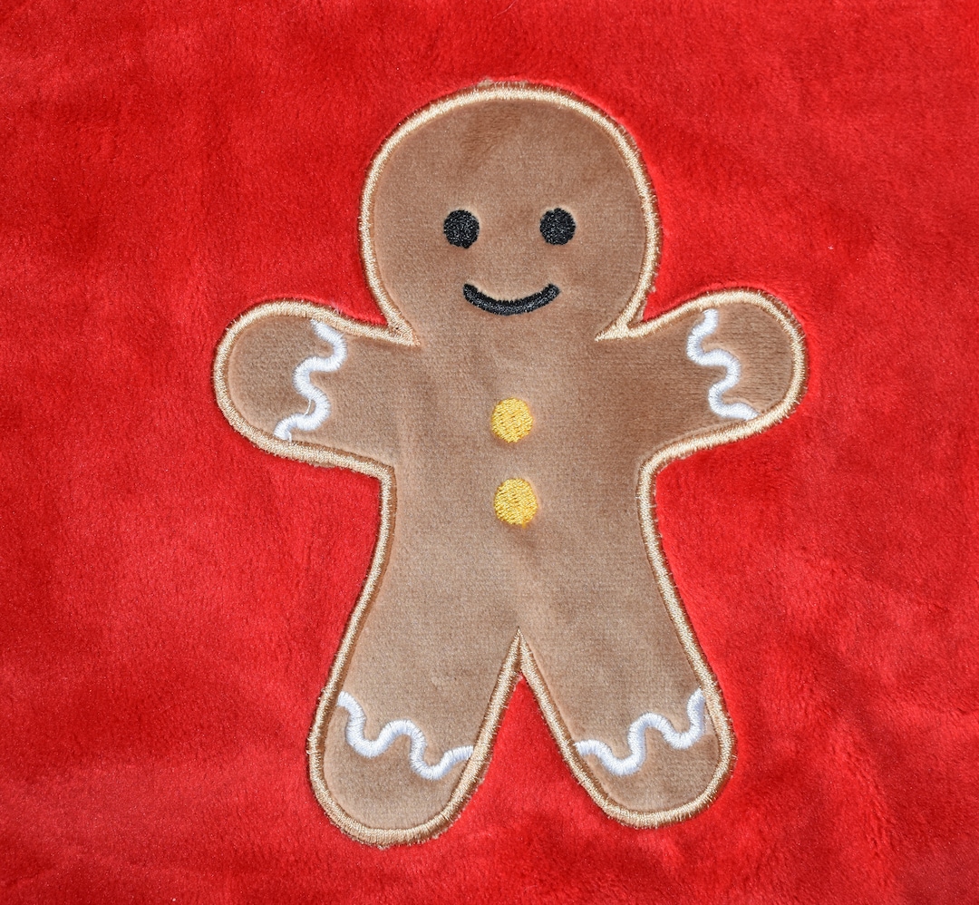 Gingerbread Man Applique Embroidery Design, Christmas Applique Embroidery Design, 5x7,6x10,7x12