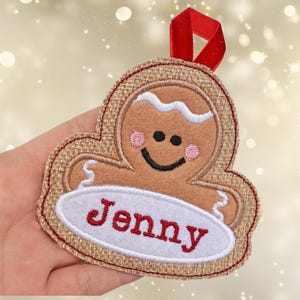 Gingerbread man blank tag /tree ornament embroidery pattern , In The Hoop, ITH, embroidery design, christmas pattern, 4x4