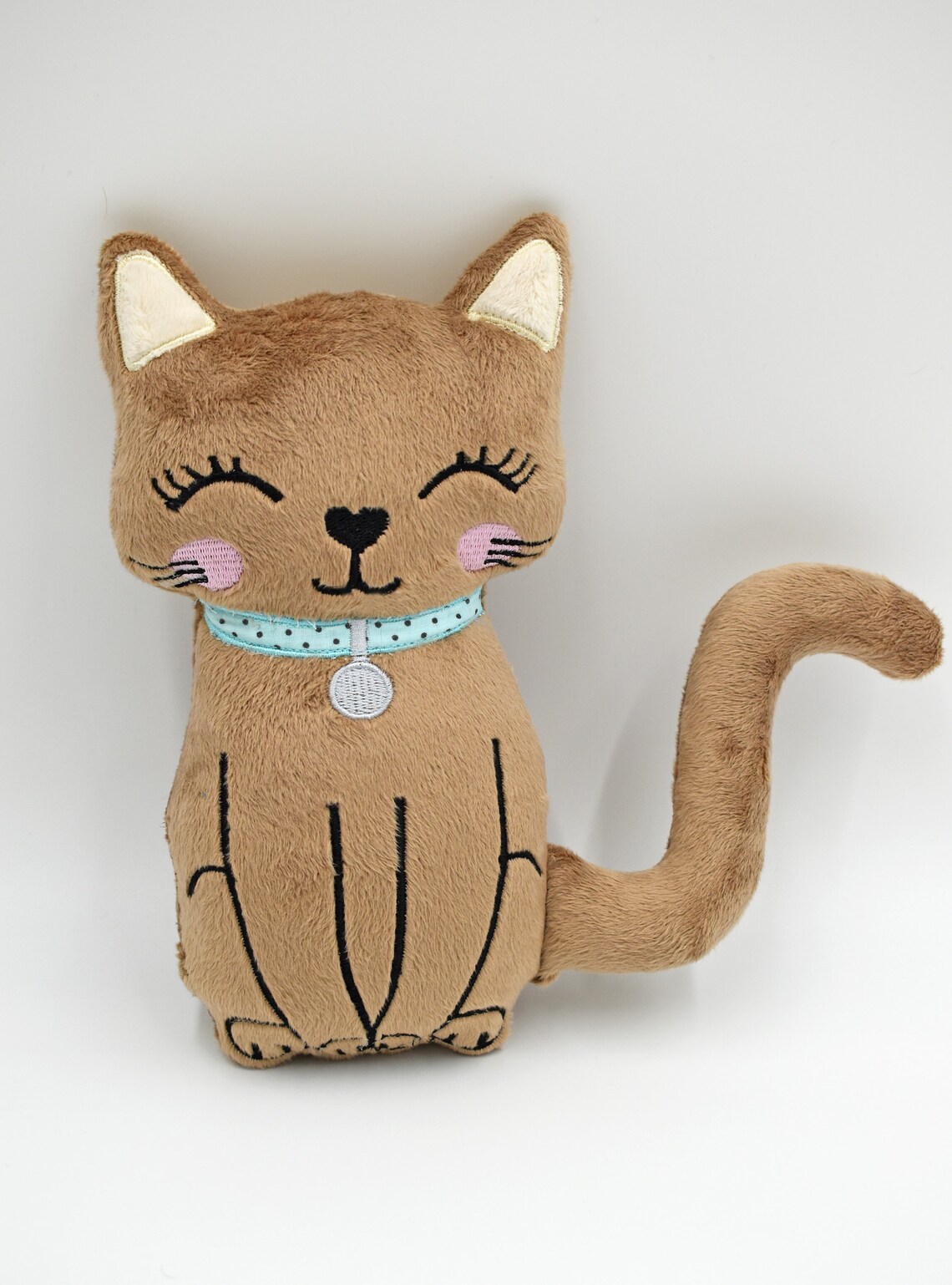 Cat stuffie ith embroidery machine pattern ith kitten  etsy uk
