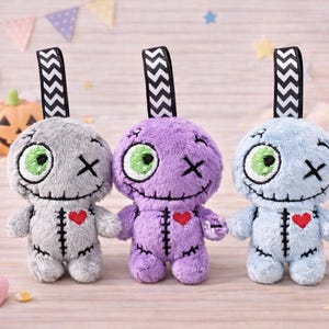 monster voo doo doll Stuffie snap tab, 4x4 Halloween ITH Embroidery , Machine Pattern, ITH Skull Stuffie, Halloween Softie pattern