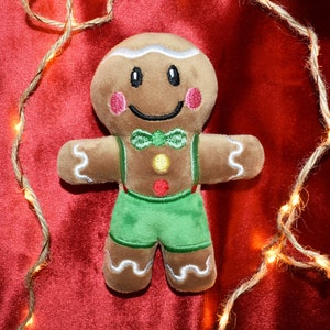 Gingerbread man embroidery pattern , In The Hoop, ITH, Softie Stuffie Plushie Kids , embroidery design, christmas pattern, 4 sizes