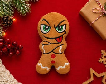 Naughty Gingerbread 2 man embroidery pattern , In The Hoop, ITH, Softie Stuffie Plushie, embroidery design, 4 sizes
