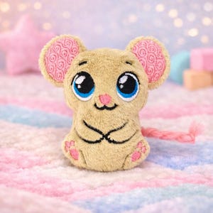 Mouse Stuffie ITH Embroidery Machine Pattern Mouse Stuffie,Mouse Softie,Mouse Pattern,cat toy for catnip,machine embroidery design ITH 4x4
