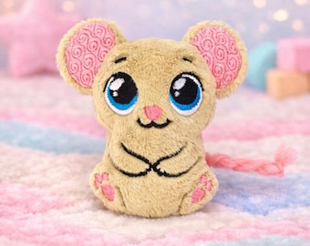 Mouse Stuffie ITH Embroidery Machine Pattern Mouse Stuffie,Mouse Softie,Mouse Pattern,cat toy for catnip,machine embroidery design ITH 4x4