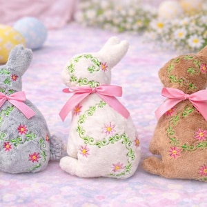 Bloemen paashaas ITH borduurpatroon knuffel silhouet 5x7, 6x10, 7x12, 8x8