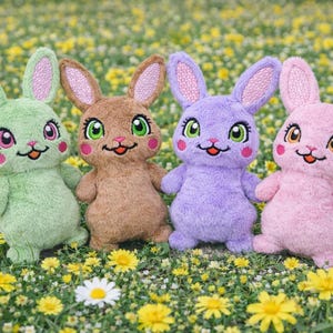 Osterhasen-Stofftier, ITH-Stickmuster für Stickmaschinen, ITH-Hasen-Stofftier, Kaninchen-Plüschtier, Ostermuster, ITH 5x7, 6x10, 7x12, 8x12, 8x8 Zoll (im Stickrahmen)