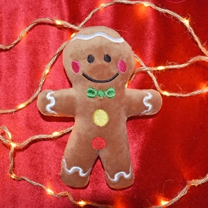 Gingerbread man embroidery pattern , In The Hoop, ITH, Softie Stuffie Plushie Kids , embroidery design, christmas pattern, 4 sizes