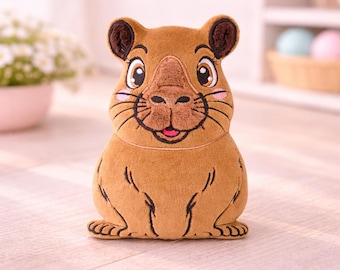 Capybara stuffie ITH machine embroidery design 5x7, 6x10,7x12,8x12