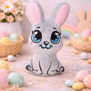 bunny ITH embroidery pattern ,Machine Pattern, ITH bunny Stuffie,Easter Softie, easter Pattern, ITH 5x7, 6x10,7x12,8x12 image 2