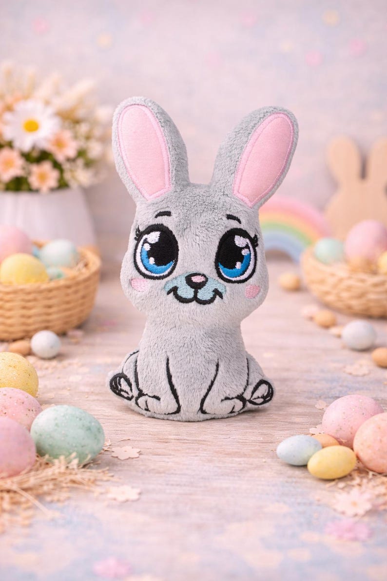 bunny ITH embroidery pattern ,Machine Pattern, ITH bunny Stuffie,Easter Softie, easter Pattern, ITH 5x7, 6x10,7x12,8x12 image 2