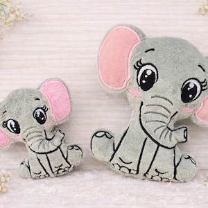 Patrón de máquina de bordar ITH de peluche de elefante, ITH Stuffie, patrón de elefante suave, ITH 5x7,6x10,7x12,8x12 en el bastidor